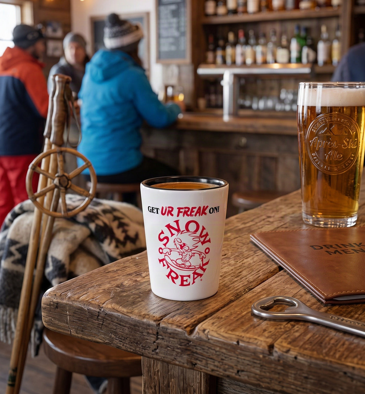 NEON RED SNOW FREAK© Ceramic Shot Glass