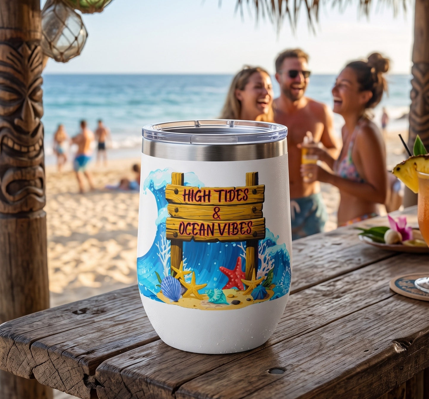HIGH TIDES & OCEAN VIBES - BEACH FREAK© Chill Wine Tumbler