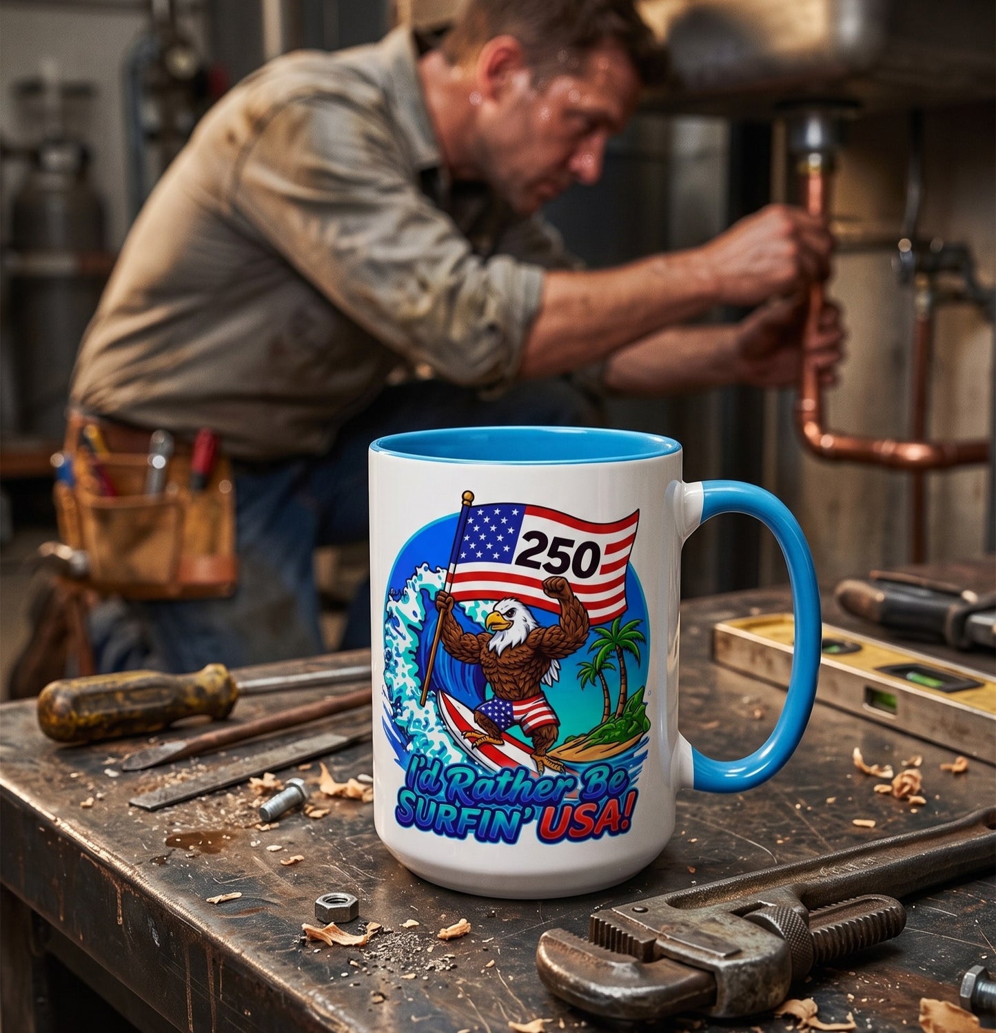 SURFIN' USA BALD EAGLE '250' LIMITED EDITION - BEACH FREAK© 15 OZ. MUG