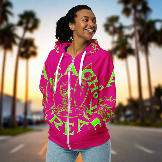 LIME BEACH FREAK© SPLASH'D© ZIP-UP HOODIE