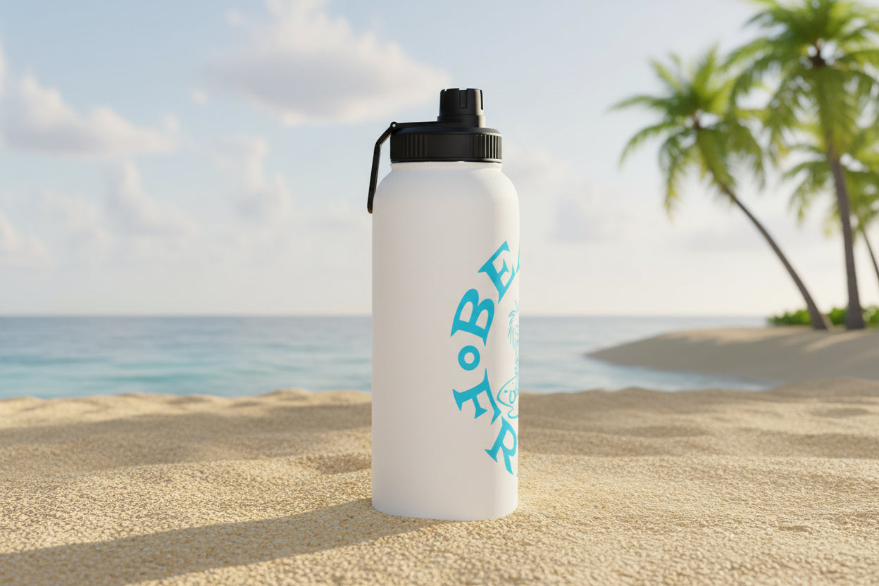 NEON BLUE BEACH FREAK© Stainless Steel SPORT Water Bottle