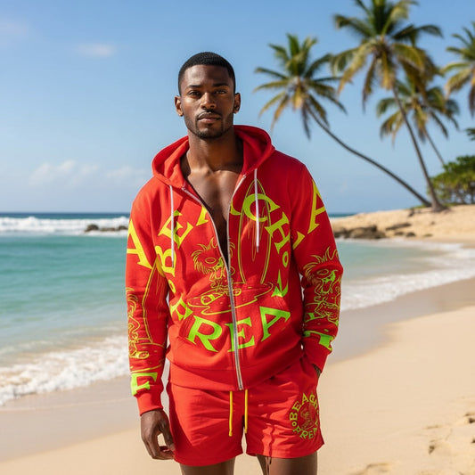 LIME 'N' YELLOW BEACH FREAK SPLASH'D© ZIP-UP HOODIE