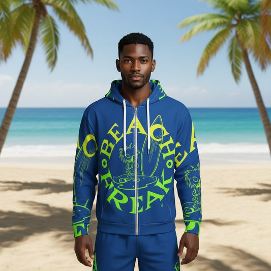 LIME 'N' YELLOW BEACH FREAK SPLASH'D© ZIP-UP HOODIE
