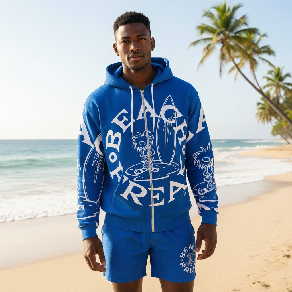 WHITE BEACH FREAK SPLASH'D© ZIP-UP HOODIE