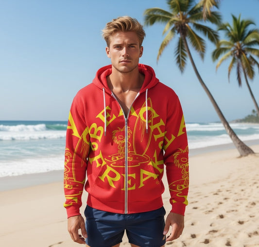 YELLOW BEACH FREAK SPLASH'D© ZIP-UP HOODIE