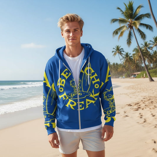 YELLOW BEACH FREAK SPLASH'D© ZIP-UP HOODIE