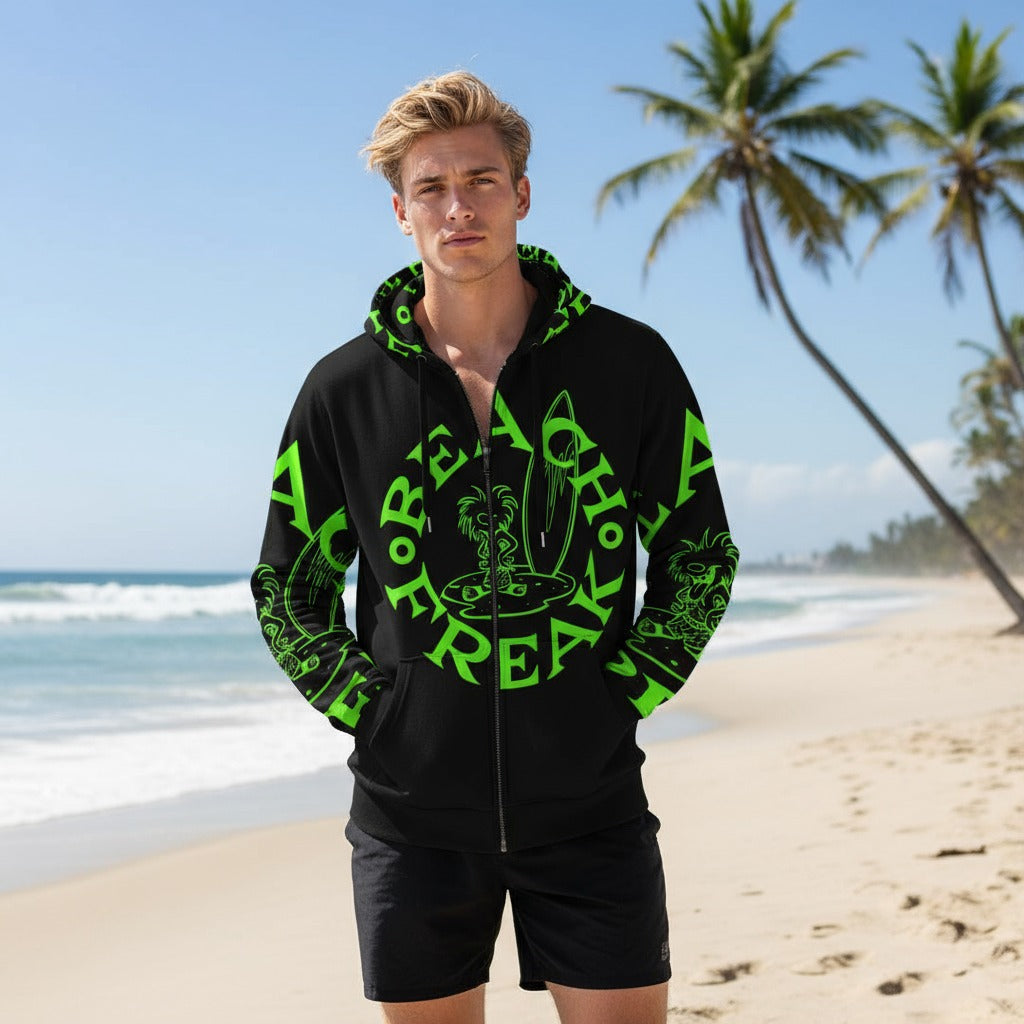 LIME BEACH FREAK SPLASH'D© ZIP-UP HOODIE