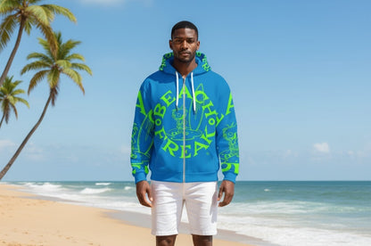LIME BEACH FREAK SPLASH'D© ZIP-UP HOODIE