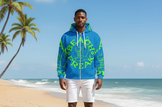 LIME BEACH FREAK SPLASH'D© ZIP-UP HOODIE
