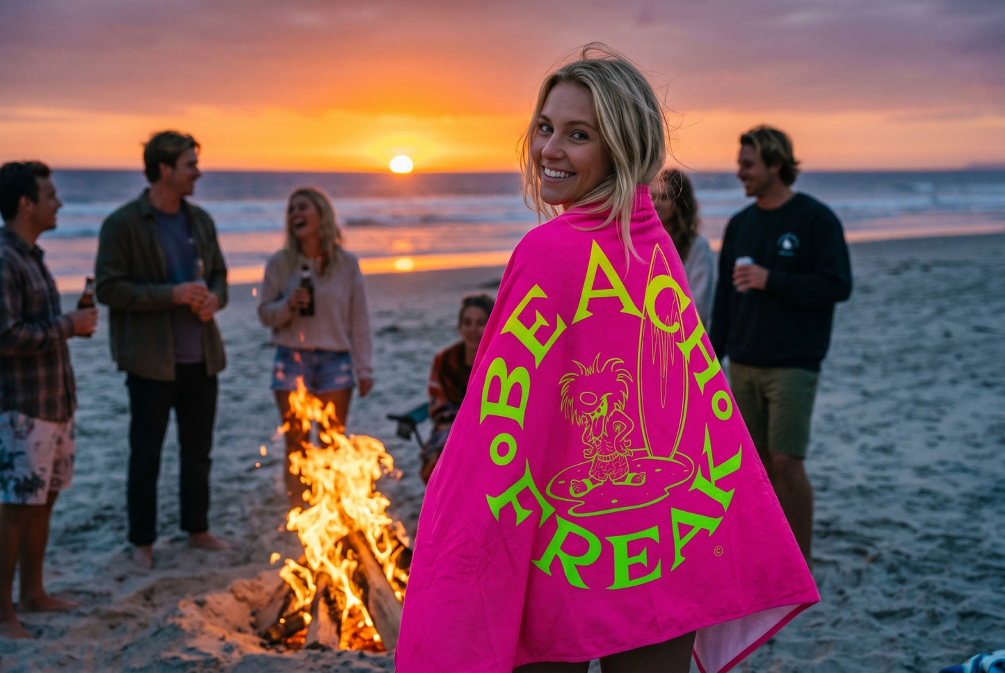 LIME 'N' YELLOW BEACH FREAK© Velveteen Plush Blanket
