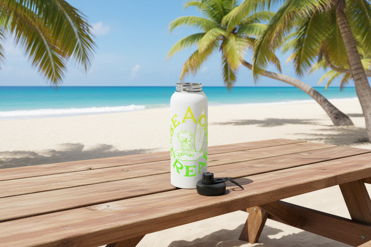 LIME 'N' YELLOW BEACH FREAK© Stainless Steel SPORT Water Bottle