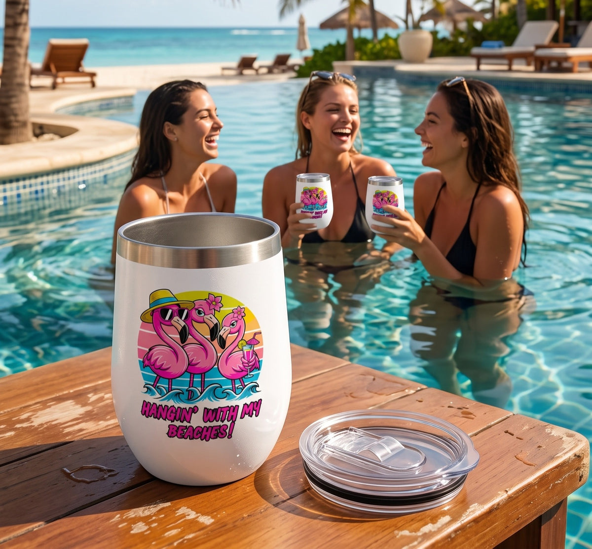 HANGIN' WITH MY BEACHES! - BEACH FREAK© Chill Wine Tumbler