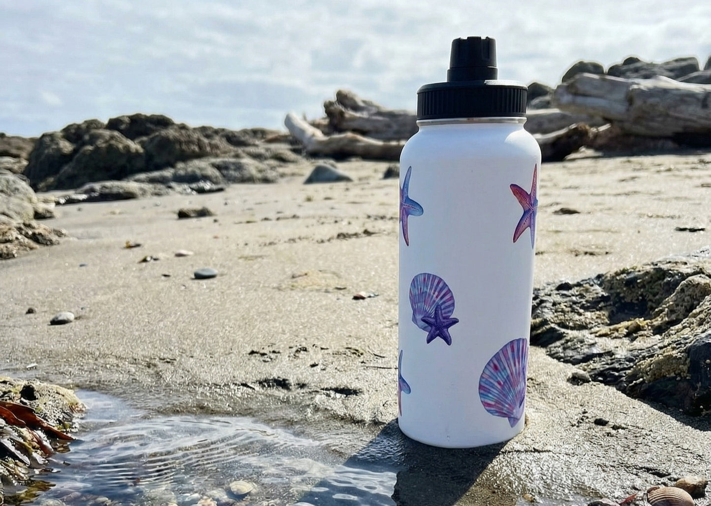 SEASHELL BEACH FREAK© Stainless Steel sport Water Bottle