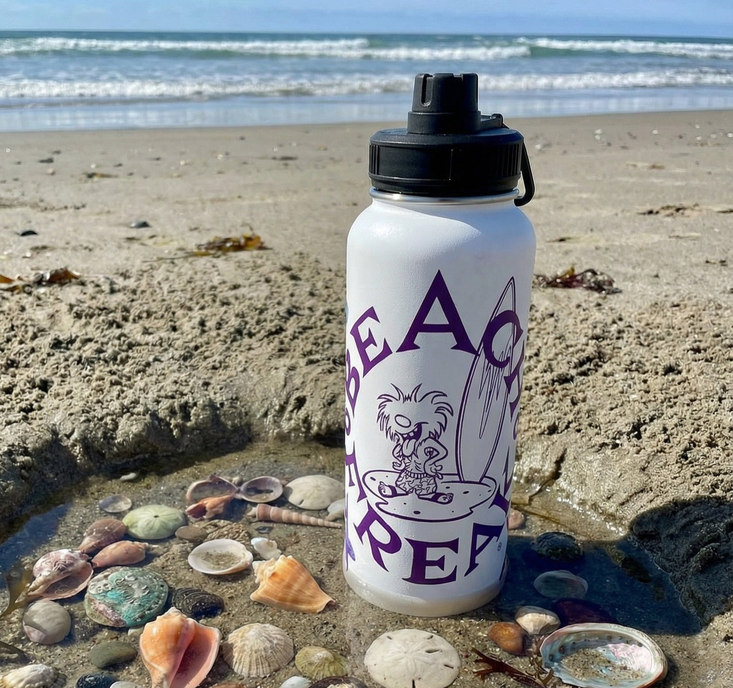 SEASHELL BEACH FREAK© Stainless Steel sport Water Bottle
