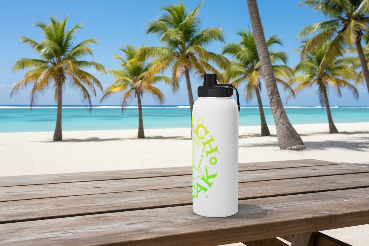 LIME 'N' YELLOW BEACH FREAK© Stainless Steel SPORT Water Bottle