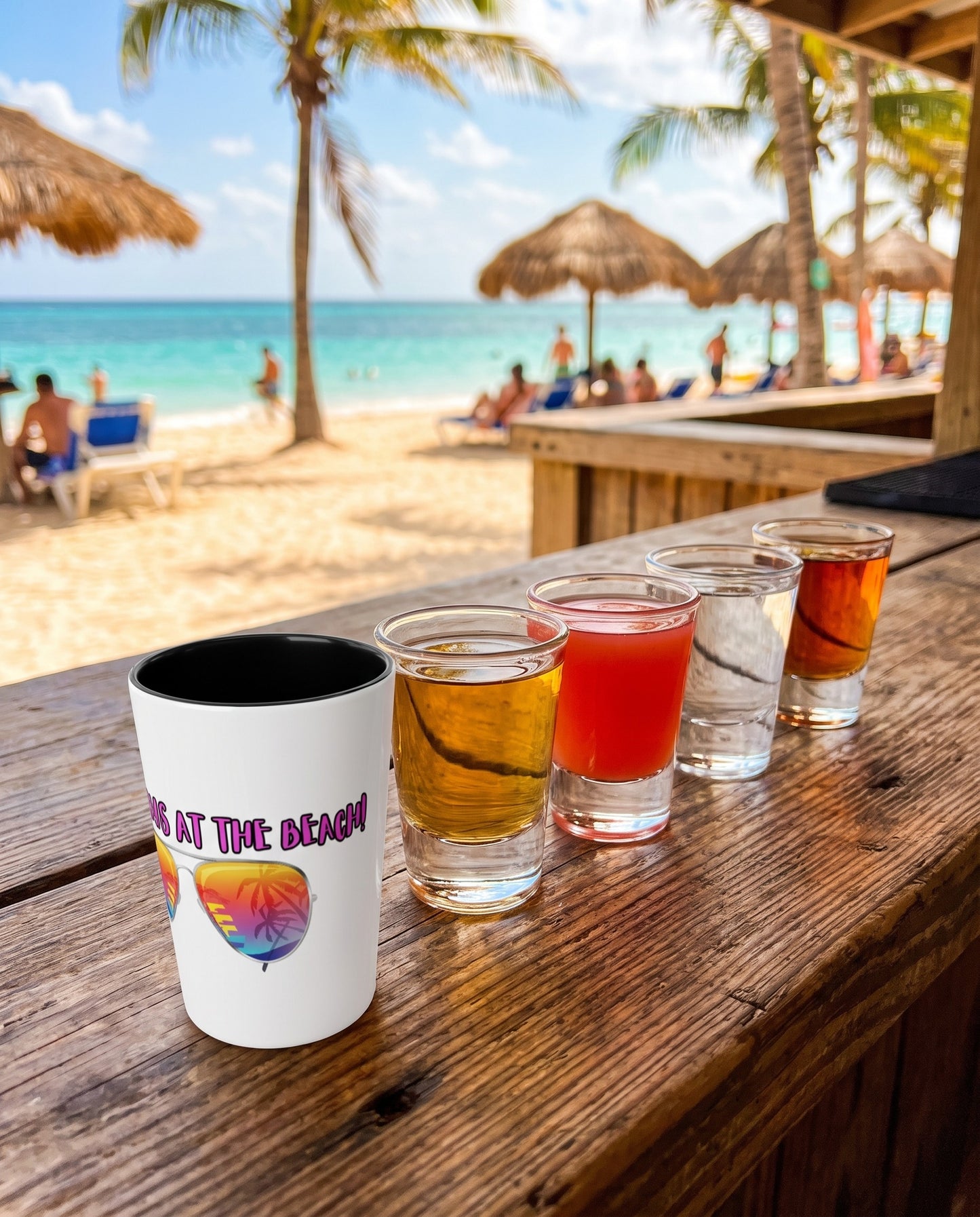 LIFE'S BETTER AT THE BEACH! - BEACH FREAK© Ceramic Shot Glass