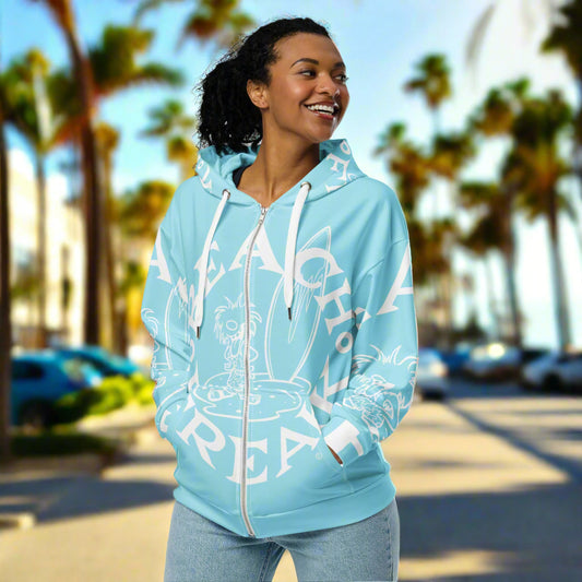 WHITE BEACH FREAK© SPLASH'D© ZIP-UP HOODIE