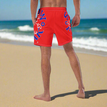 BLUE & WHITE SNOW FREAK© SPLASH'D© MEN'S SWIM TRUNKS