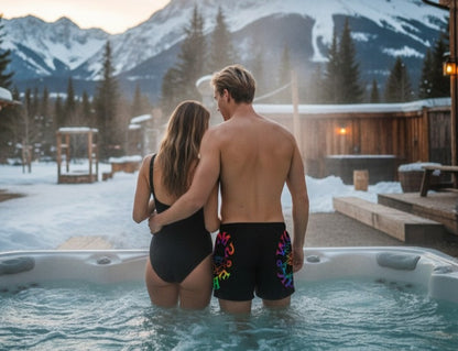 TIE-DYE SNOW FREAK© SPLASH'D© MEN'S SWIM TRUNKS