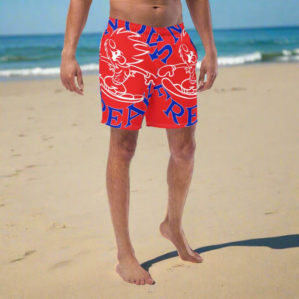 BLUE & WHITE SNOW FREAK© SPLASH'D© MEN'S SWIM TRUNKS