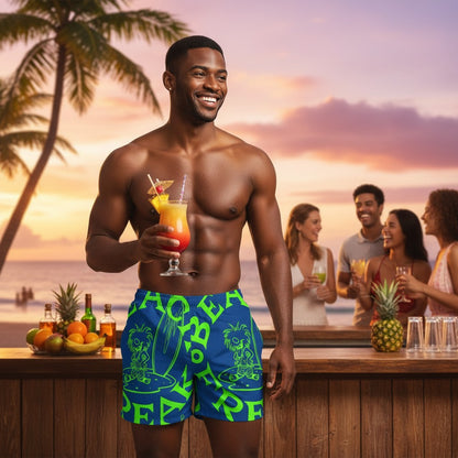 LIME BEACH FREAK© SPLASH'D© MEN'S SWIM TRUNKS
