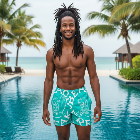 WHITE BEACH FREAK© SPLASH'D© MEN'S SWIM TRUNKS