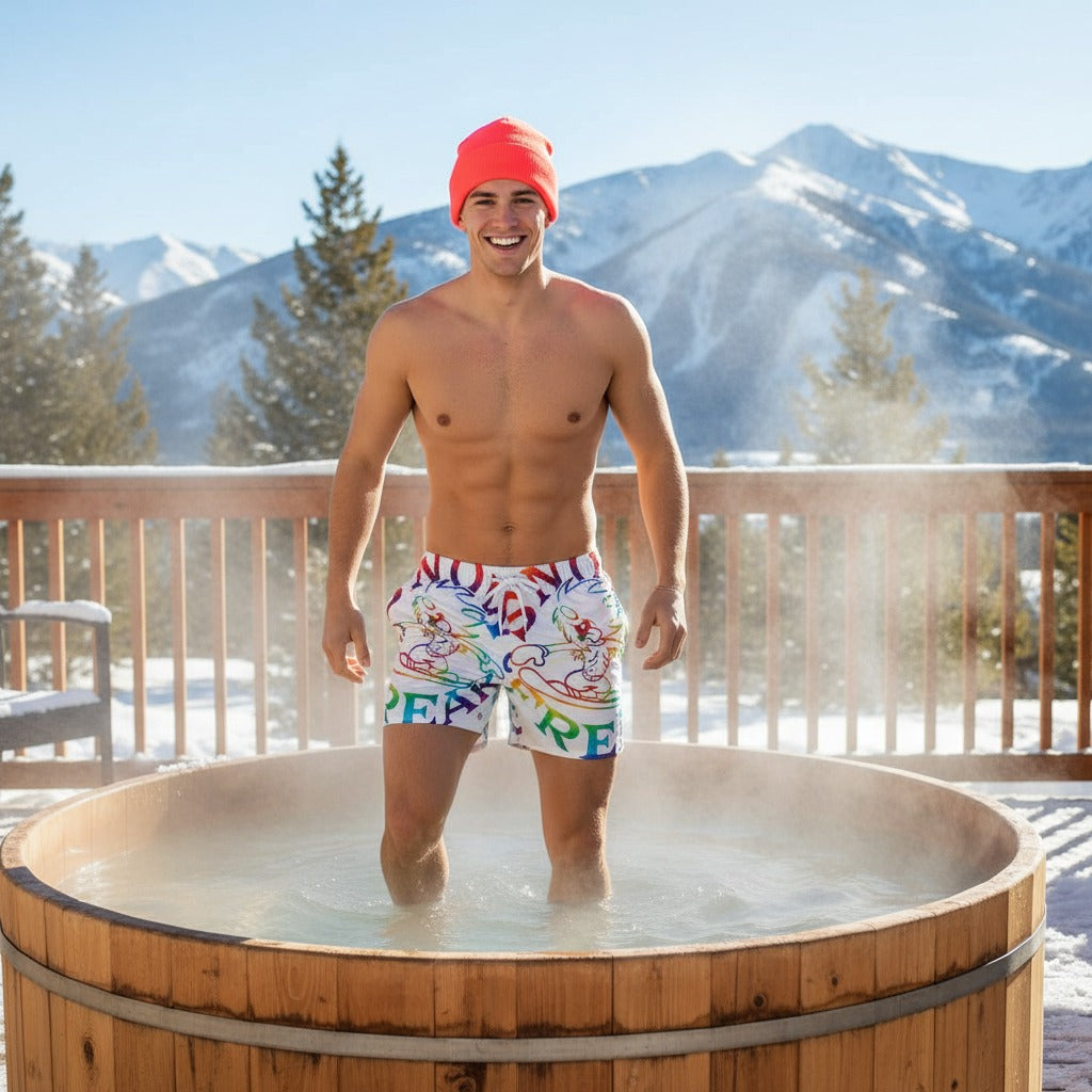 TIE-DYE SNOW FREAK© SPLASH'D© MEN'S SWIM TRUNKS