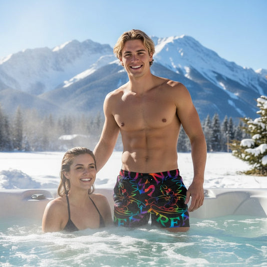 TIE-DYE SNOW FREAK© SPLASH'D© MEN'S SWIM TRUNKS