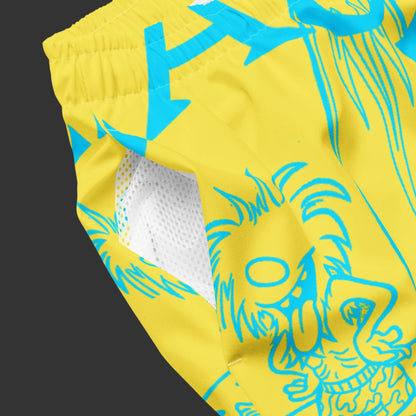 NEON BLUE BEACH FREAK© SPLASH'D© MEN'S SWIM TRUNKS