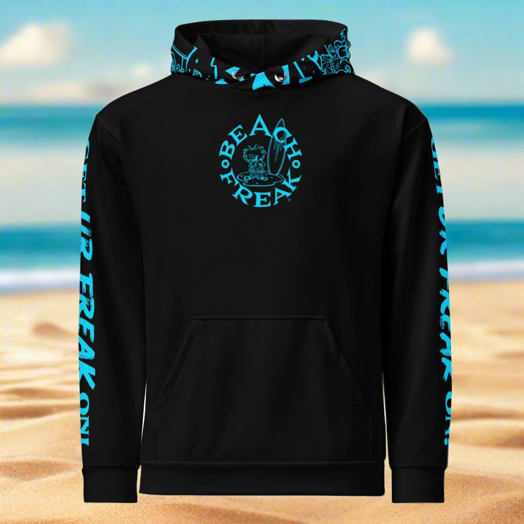 NEON BLUE BEACH FREAK© TRADITIONAL PULLOVER HOODIE
