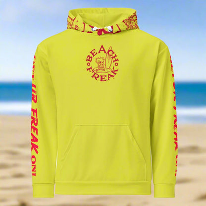 NEON RED BEACH FREAK© TRADITIONAL PULLOVER HOODIE