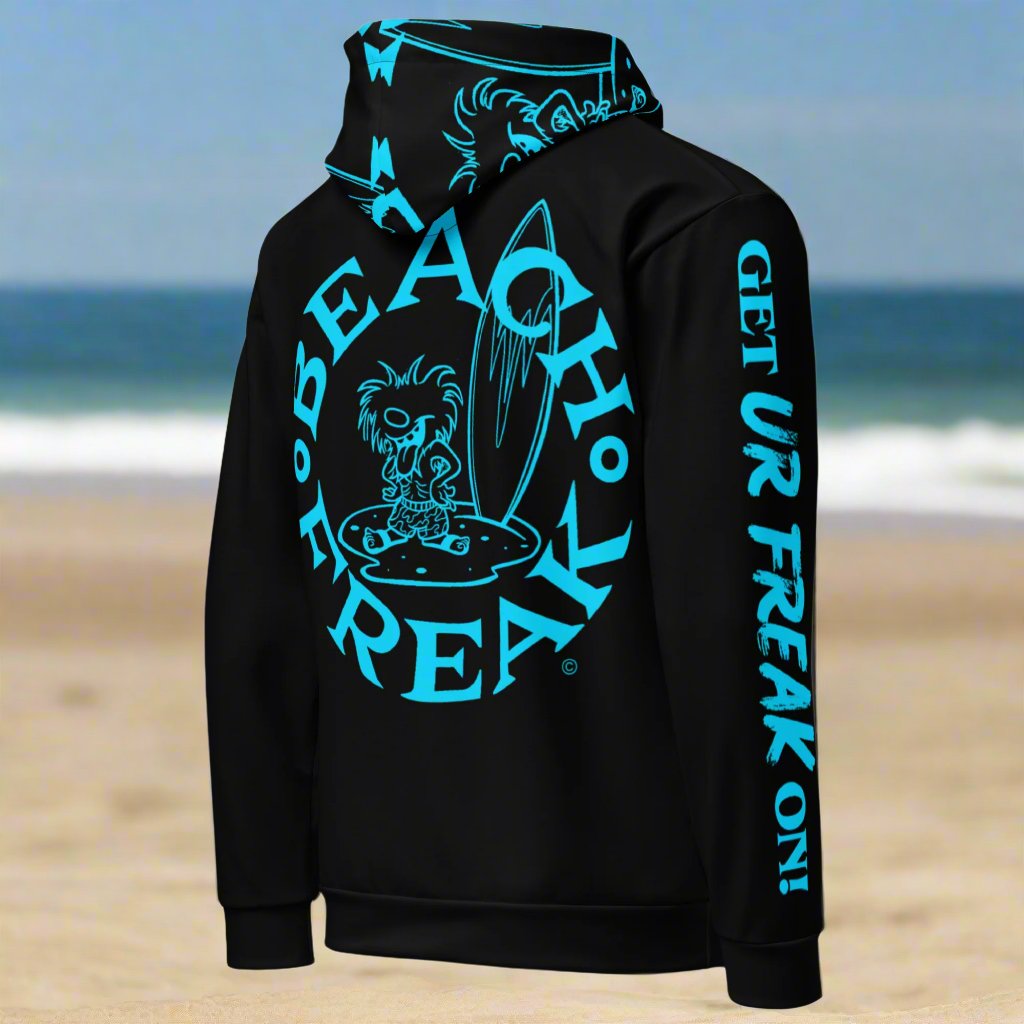 NEON BLUE BEACH FREAK© TRADITIONAL PULLOVER HOODIE