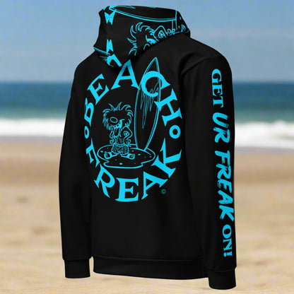 NEON BLUE BEACH FREAK© TRADITIONAL PULLOVER HOODIE