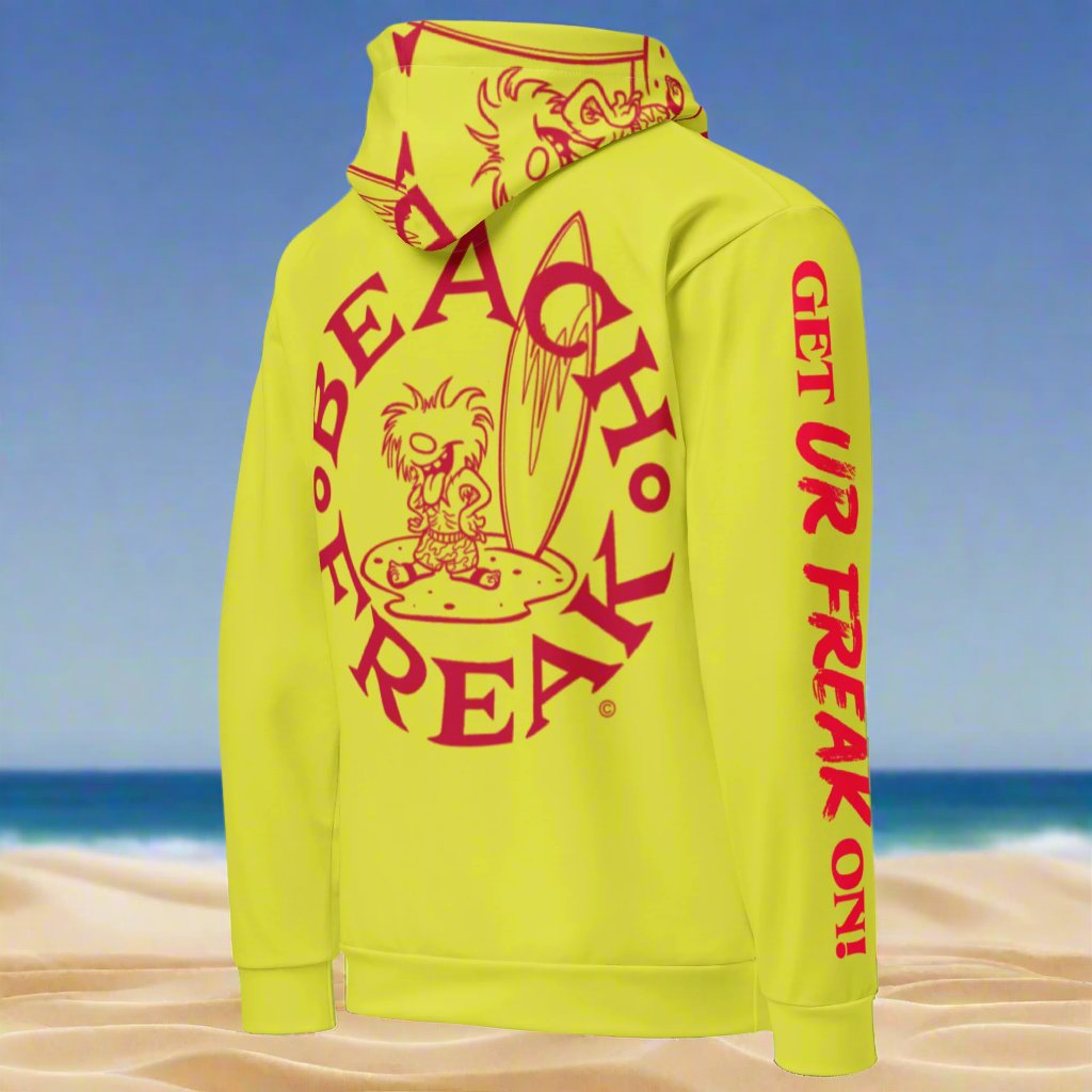 NEON RED BEACH FREAK© TRADITIONAL PULLOVER HOODIE