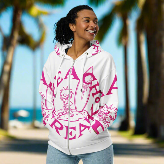 PINK BEACH FREAK© SPLASH'D© ZIP-UP HOODIE