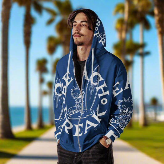 WHITE BEACH FREAK© SPLASH'D© ZIP-UP HOODIE