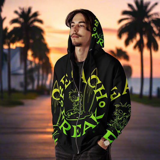 LIME 'N' YELLOW BEACH FREAK© SPLASH'D© ZIP-UP HOODIE