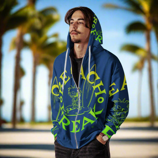 LIME 'N' YELLOW BEACH FREAK© SPLASH'D© ZIP-UP HOODIE