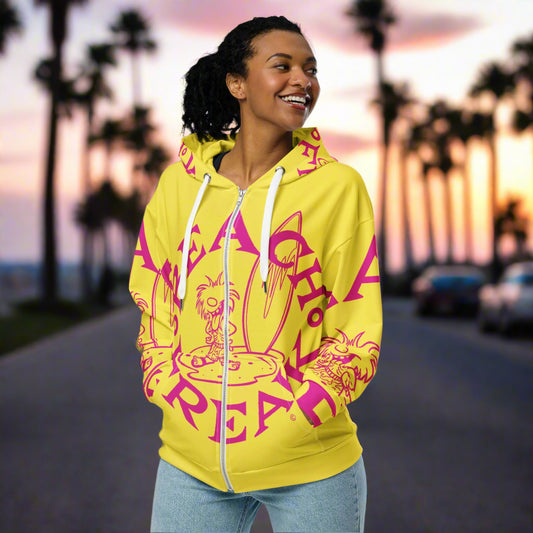 PINK BEACH FREAK© SPLASH'D© ZIP-UP HOODIE