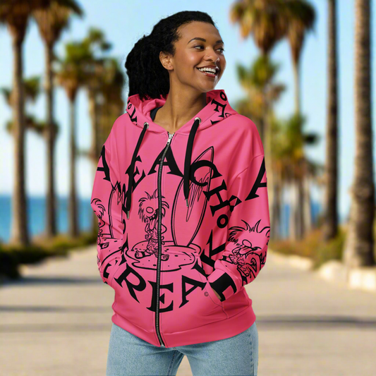 BLACK BEACH FREAK© SPLASH'D© ZIP-UP HOODIE