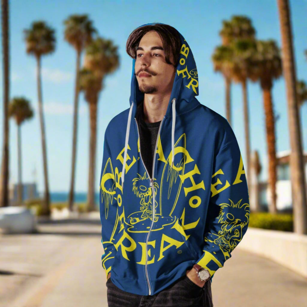 YELLOW BEACH FREAK© SPLASH'D© ZIP-UP HOODIE
