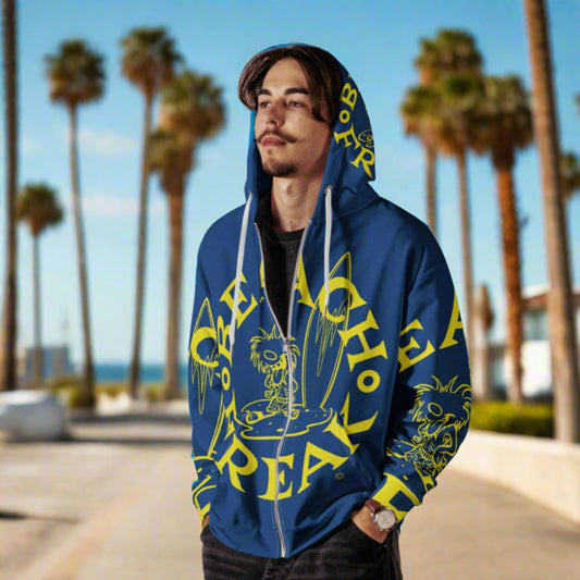 YELLOW BEACH FREAK© SPLASH'D© ZIP-UP HOODIE