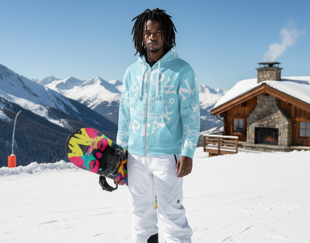 WHITE SNOW FREAK SPLASH'D© ZIP-UP HOODIE