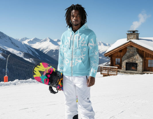 WHITE SNOW FREAK SPLASH'D© ZIP-UP HOODIE