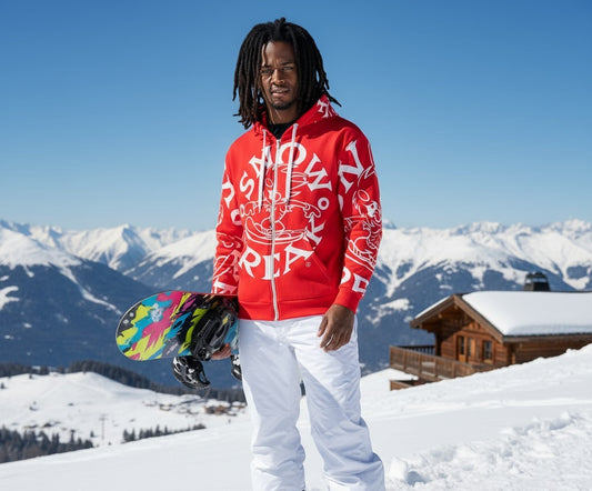 WHITE SNOW FREAK SPLASH'D© ZIP-UP HOODIE