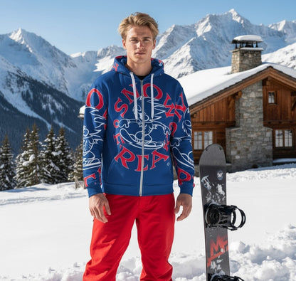 RED 'N' WHITE SNOW FREAK SPLASH'D© ZIP-UP HOODIE