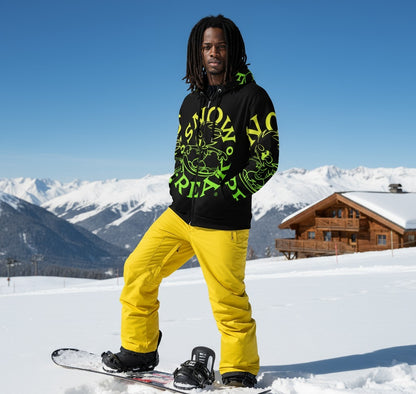 LIME 'N' YELLOW SNOW FREAK SPLASH'D© ZIP-UP HOODIE