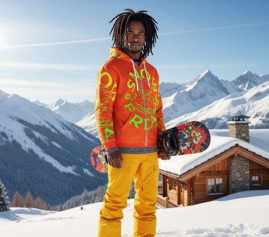 LIME 'N' YELLOW SNOW FREAK SPLASH'D© ZIP-UP HOODIE