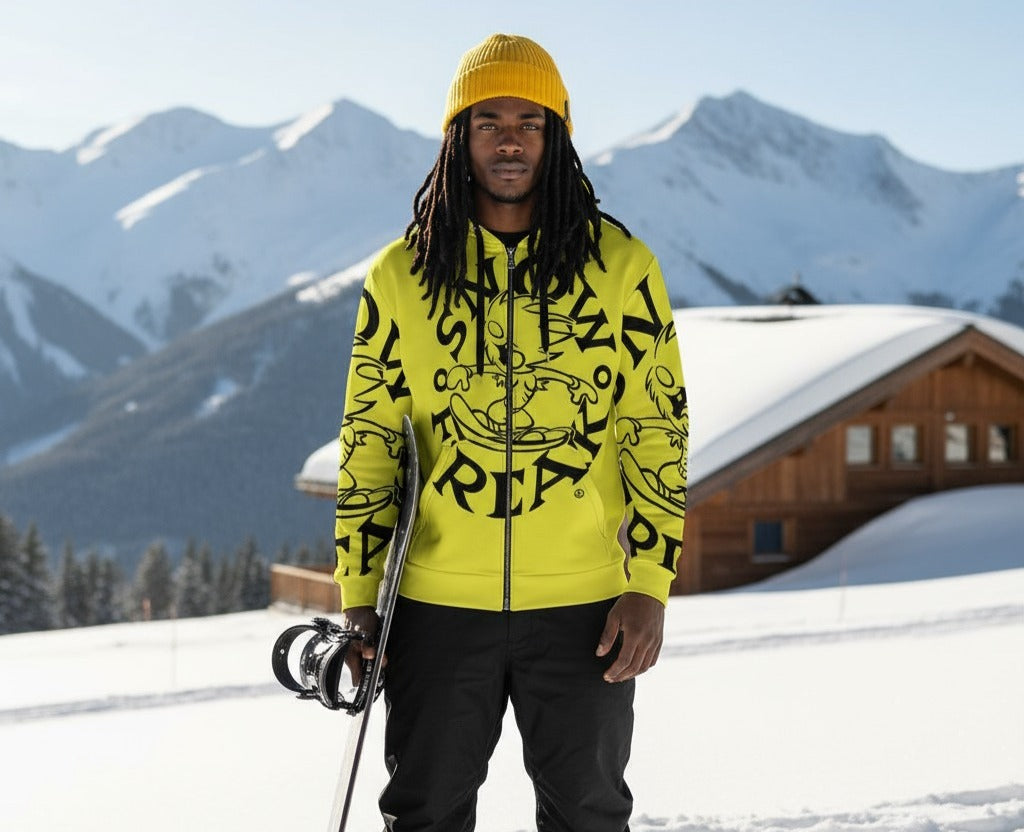 BLACK SNOW FREAK SPLASH'D© ZIP-UP HOODIE