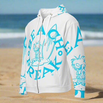 NEON BLUE BEACH FREAK© SPLASH'D© ZIP-UP HOODIE